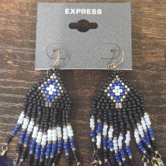 BOGO💖Express Blue Seed Bead Feather Earrings - Picture 2 of 6